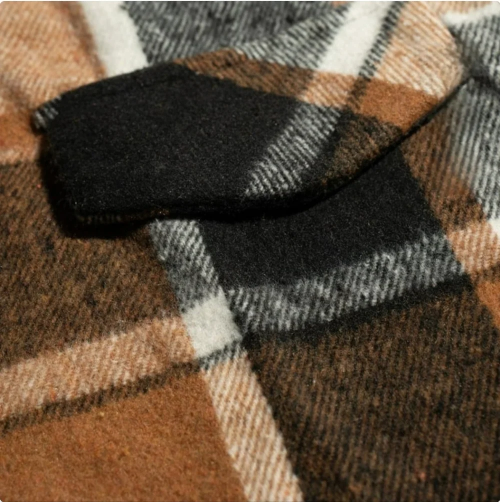 Precious Plaid Sleeveless Shirt/Vest/Shacket In Tan/Black/White - Picture 11 of 12